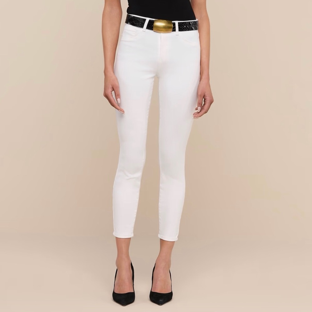L'AGENCE Margot High Rise Skinny Jean Blanc White Denim Size 25 Luxury Stretch